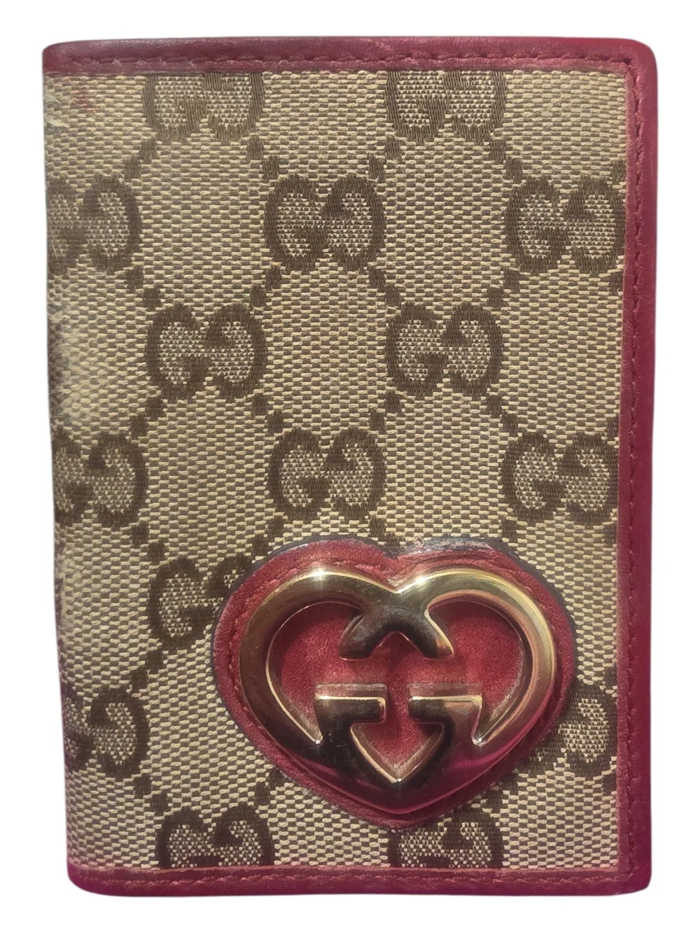 Authentic Gucci Monogram Heart Logo Wallet - Beige & Red Auth.Code:251848496085 - Picture 1 of 10